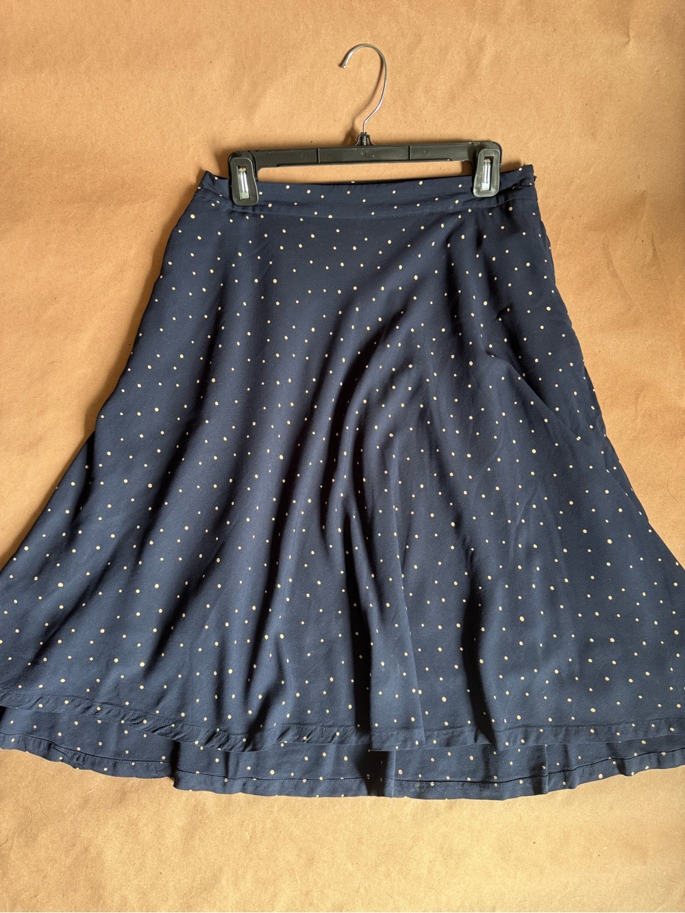 UNIQLO x Ines de la Fressange Navy Polka Dot Asymmetrical Midi Skirt